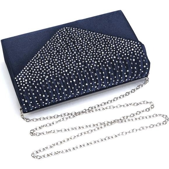 Purses and Handbags Envelope Evening Clutch Crossbody Bags Classic Dark Blue - Picture 5 of 6